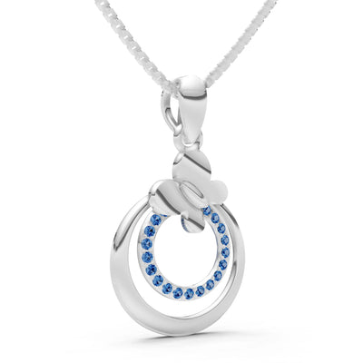 London Blue Topaz Butterfly Double Ring Pendant