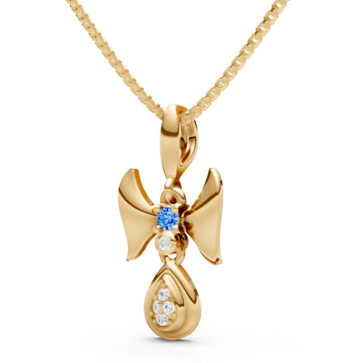 Swiss Blue Topaz Ribbon Drop Pendant