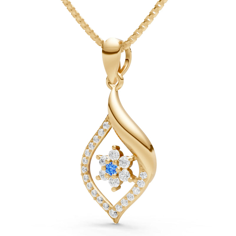 Swiss Blue Topaz Almond Bloom Pendant