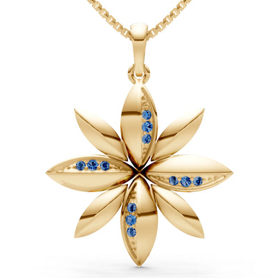 London Blue Topaz Star Multi Petal Sparkle Pendant
