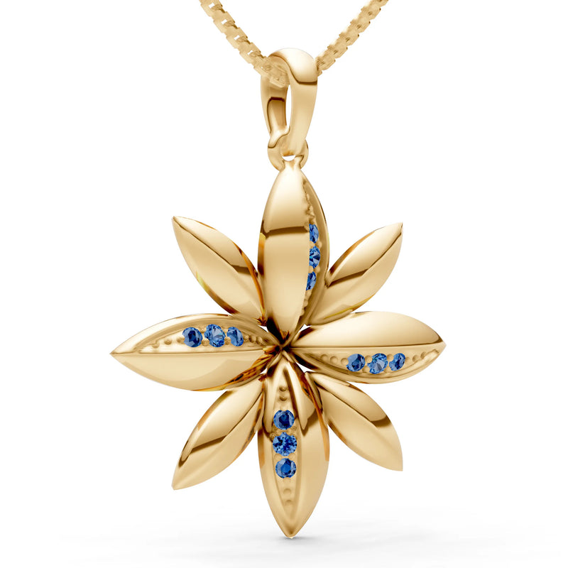 London Blue Topaz Star Multi Petal Sparkle Pendant