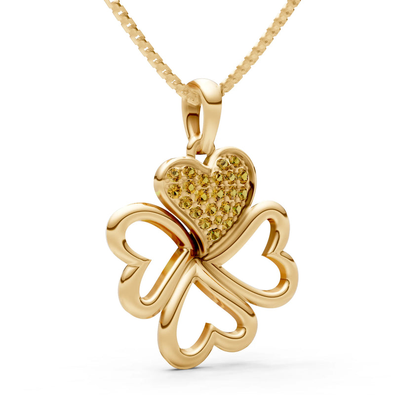 Citrine Clover Heart Cluster Shine Pendant