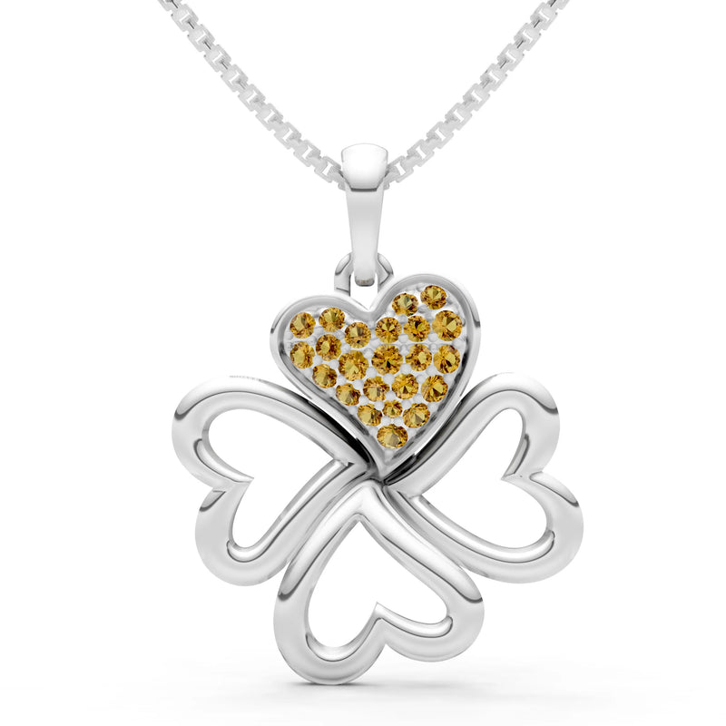 Citrine Clover Heart Cluster Shine Pendant