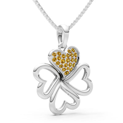 Citrine Clover Heart Cluster Shine Pendant
