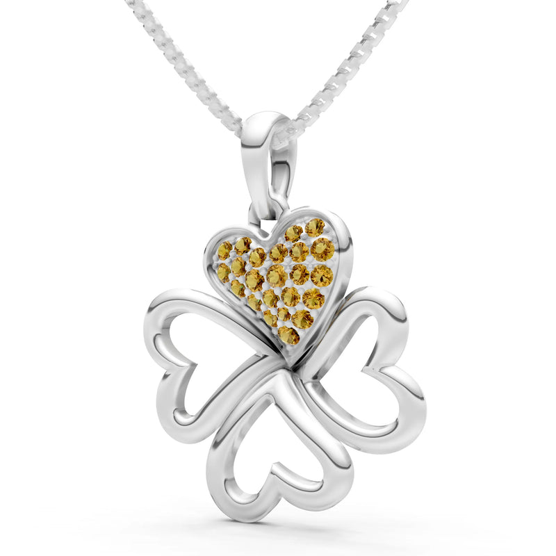 Citrine Clover Heart Cluster Shine Pendant