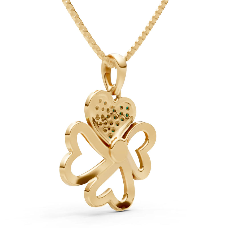 Emerald Clover Heart Cluster Pendant