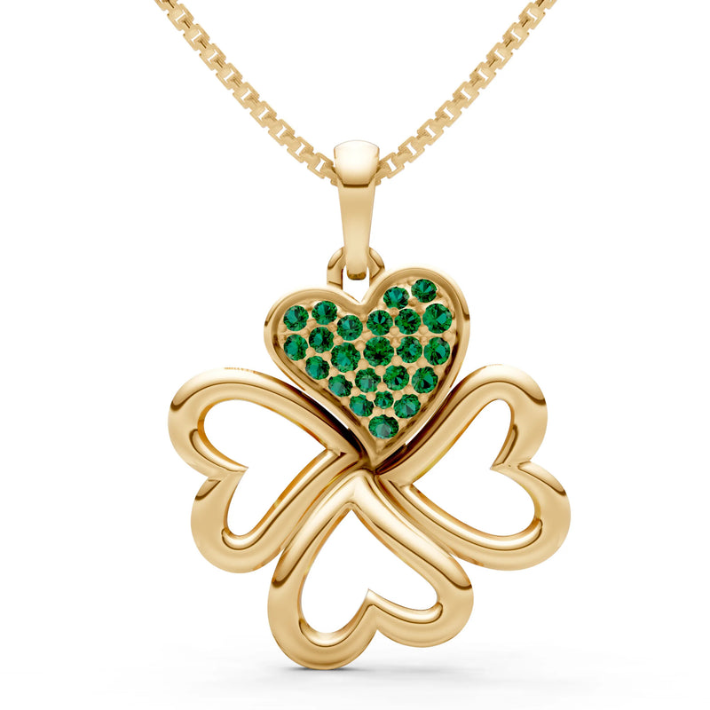 Emerald Clover Heart Cluster Pendant