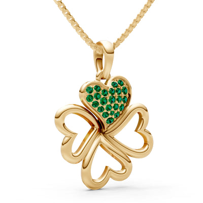 Emerald Clover Heart Cluster Pendant