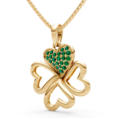 Emerald Clover Heart Cluster Pendant