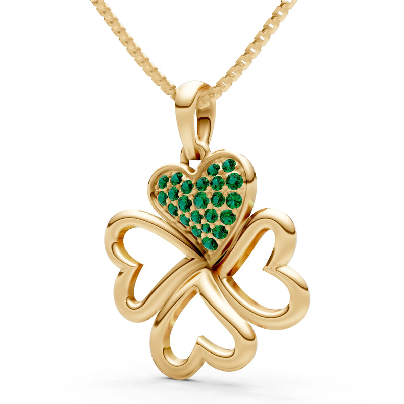 Emerald Clover Heart Cluster Pendant
