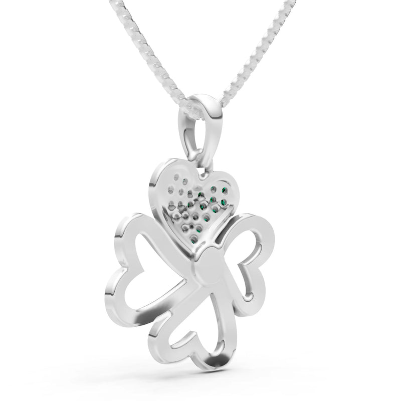 Emerald Clover Heart Cluster Pendant