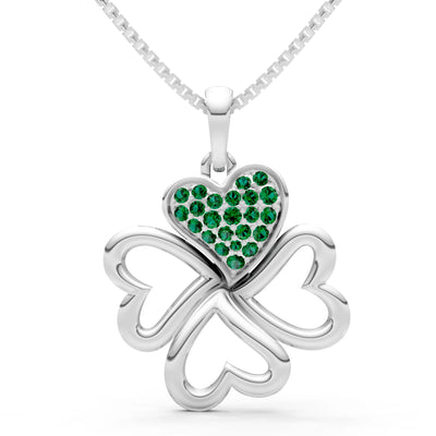 Emerald Clover Heart Cluster Pendant