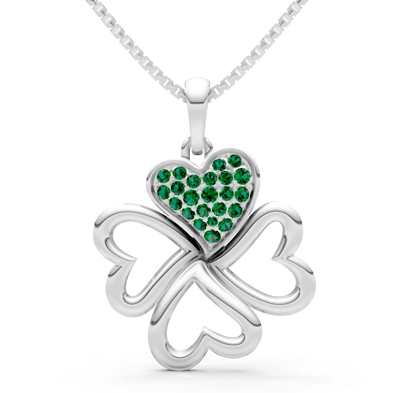 Emerald Clover Heart Cluster Pendant