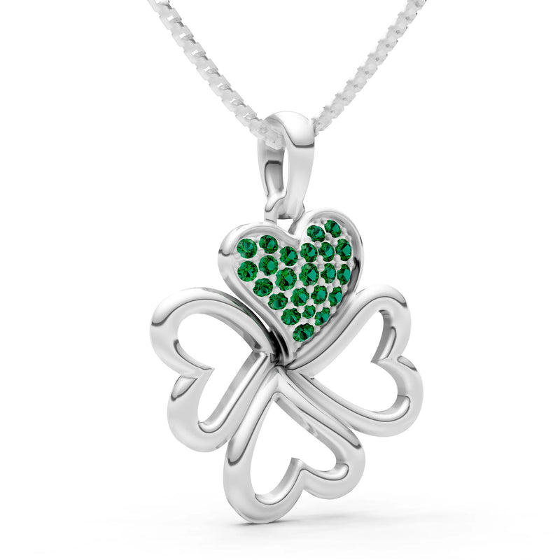 Emerald Clover Heart Cluster Pendant
