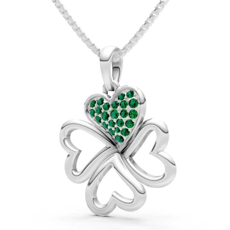 Emerald Clover Heart Cluster Pendant