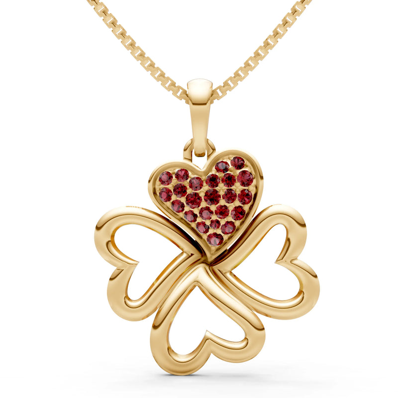 Garnet Clover Heart Cluster Pendant