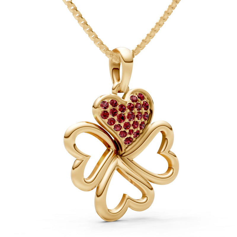 Garnet Clover Heart Cluster Pendant