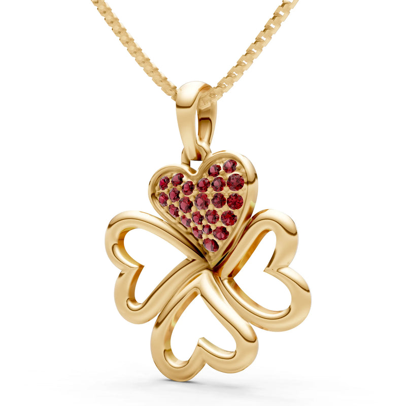 Garnet Clover Heart Cluster Pendant