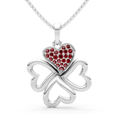 Garnet Clover Heart Cluster Pendant