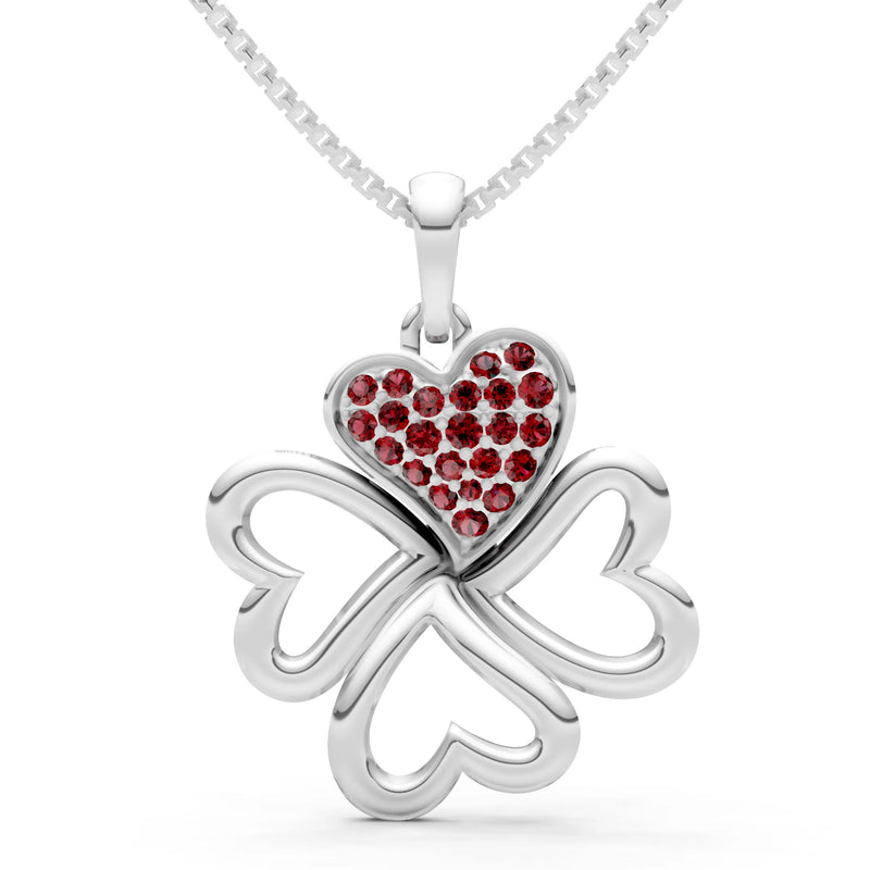 Garnet Clover Heart Cluster Pendant
