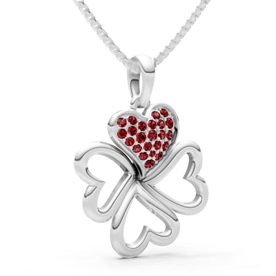 Garnet Clover Heart Cluster Pendant