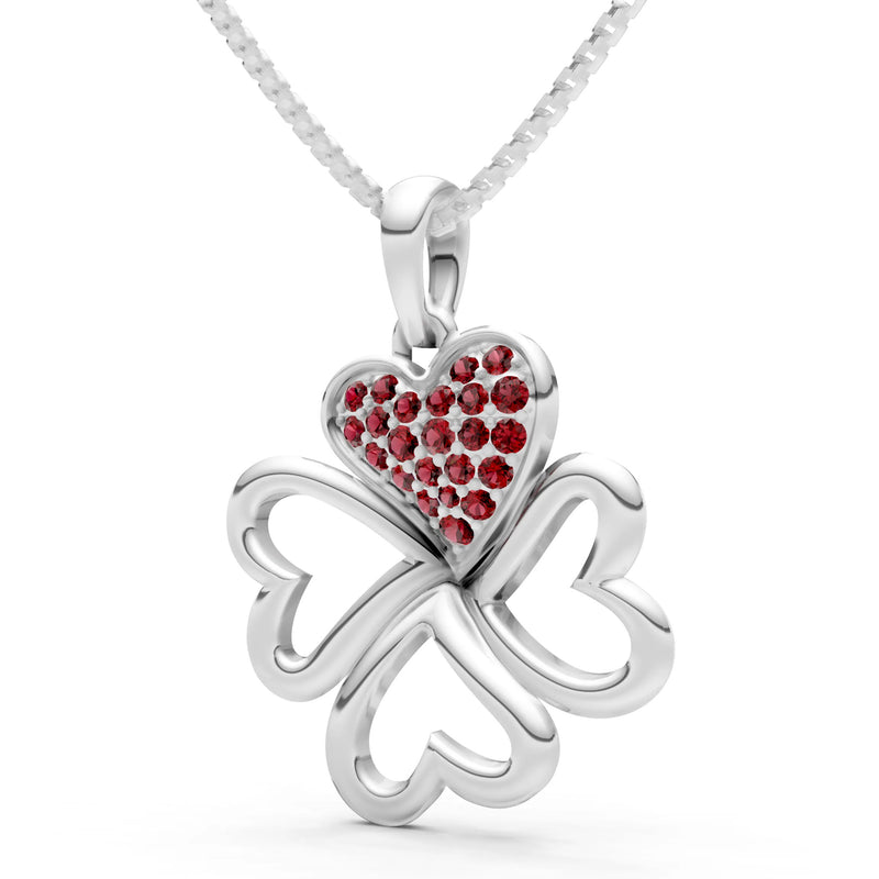 Garnet Clover Heart Cluster Pendant