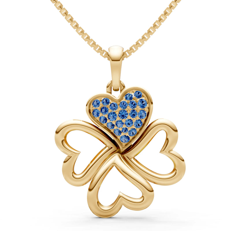 London Blue Topaz Clover Heart Cluster Shine Pendant