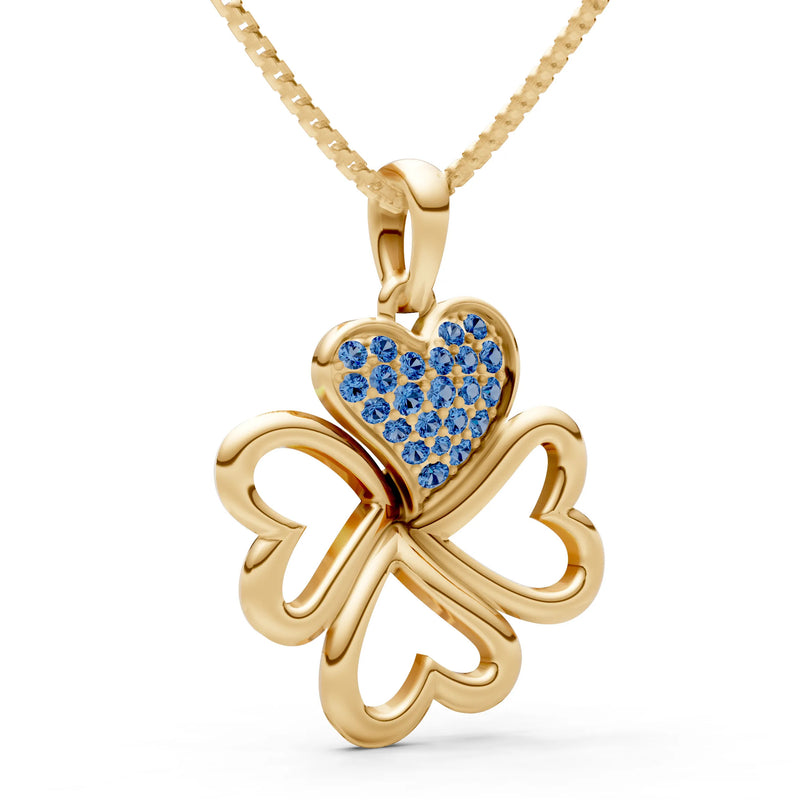 London Blue Topaz Clover Heart Cluster Shine Pendant