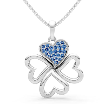 London Blue Topaz Clover Heart Cluster Shine Pendant