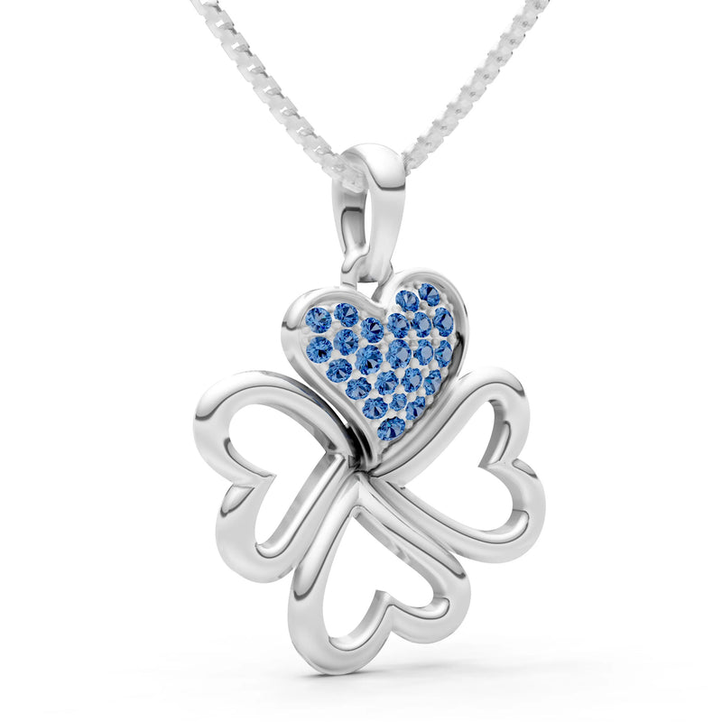 London Blue Topaz Clover Heart Cluster Shine Pendant