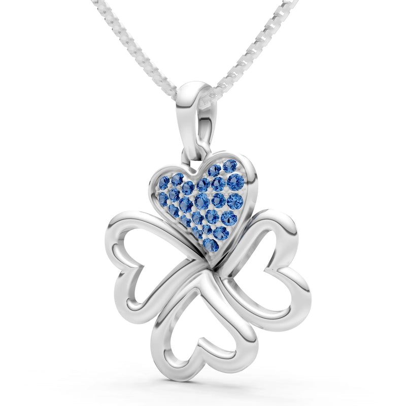 London Blue Topaz Clover Heart Cluster Shine Pendant