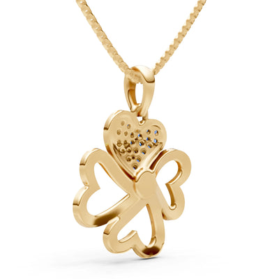 Swiss Blue Topaz Clover Heart Cluster Shine Pendant