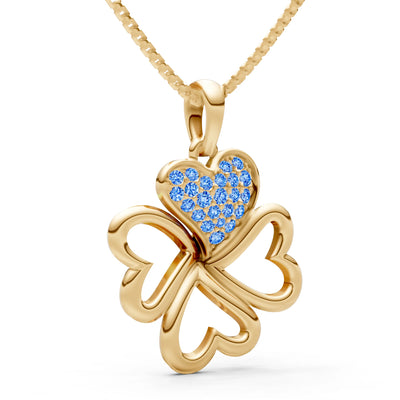 Swiss Blue Topaz Clover Heart Cluster Shine Pendant