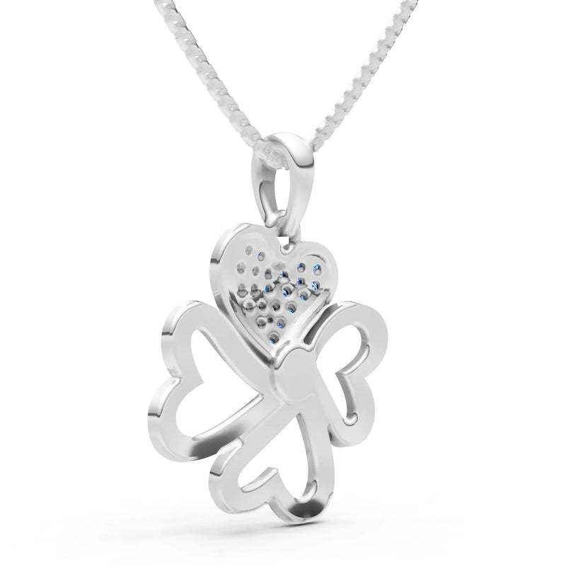 Swiss Blue Topaz Clover Heart Cluster Shine Pendant