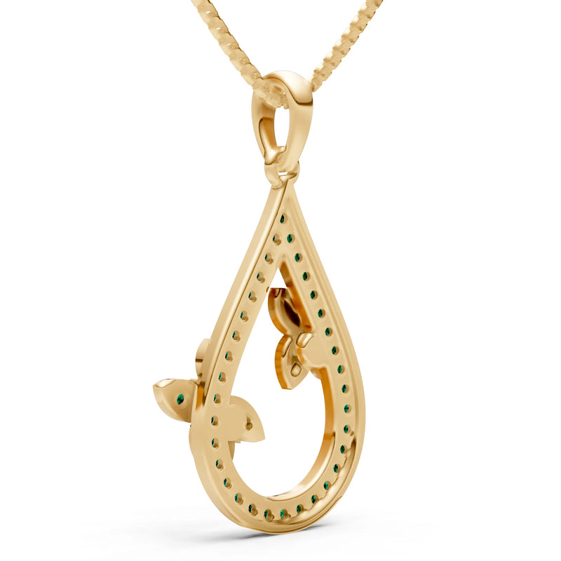 Emerald Butterflies Drop Pendant