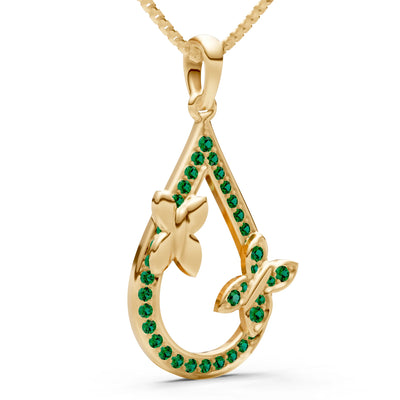 Emerald Butterflies Drop Pendant