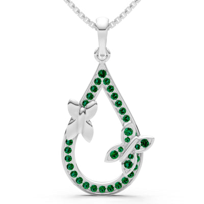 Emerald Butterflies Drop Pendant
