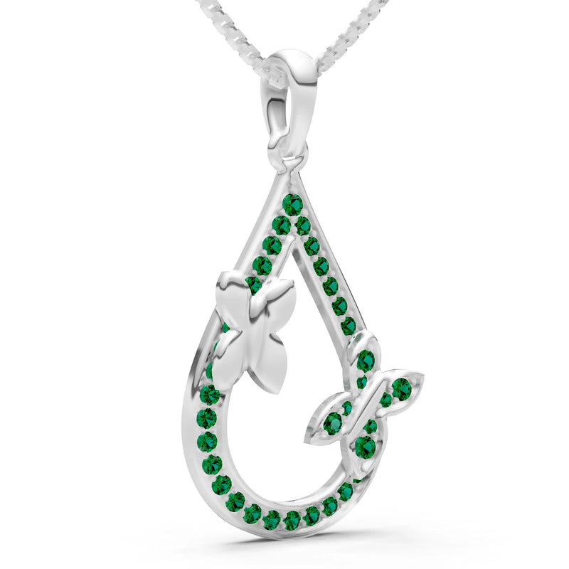 Emerald Butterflies Drop Pendant