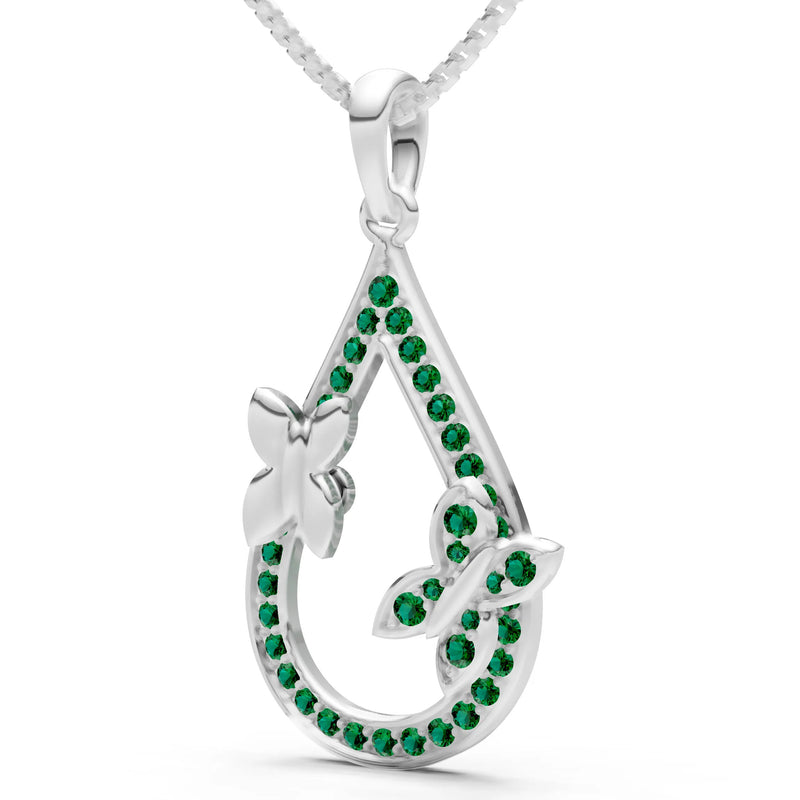 Emerald Butterflies Drop Pendant