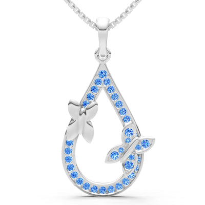 Swiss Blue Topaz Butterflies Drop Pendant