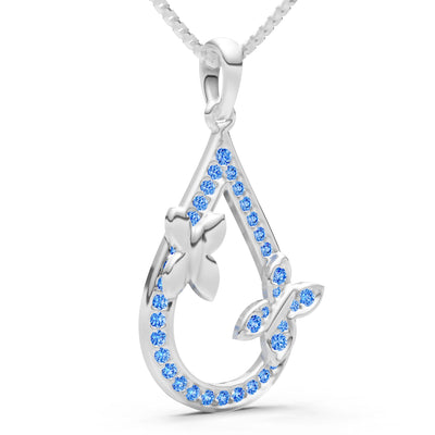 Swiss Blue Topaz Butterflies Drop Pendant