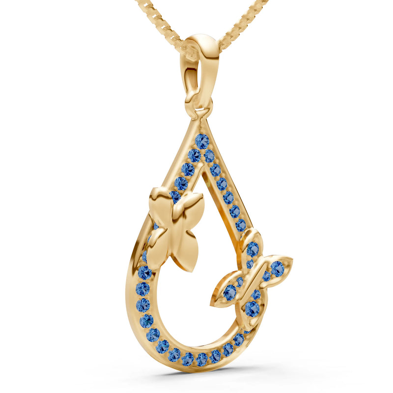 London Blue Topaz Butterflies Drop Pendant