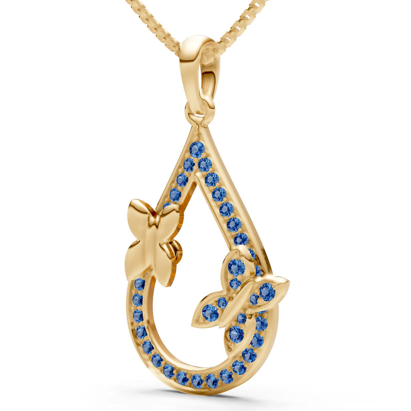 London Blue Topaz Butterflies Drop Pendant