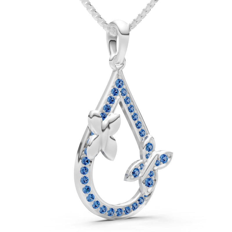 London Blue Topaz Butterflies Drop Pendant
