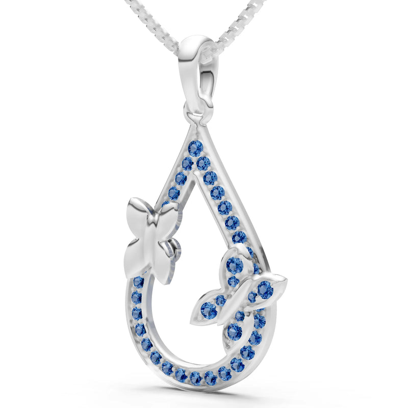 London Blue Topaz Butterflies Drop Pendant