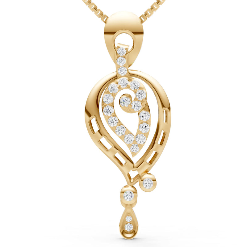 Diamond Curled Teardrop Pendant