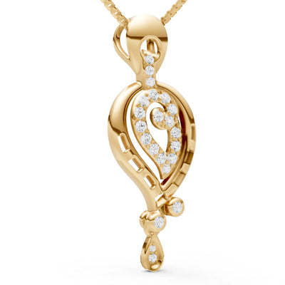 Diamond Curled Teardrop Pendant