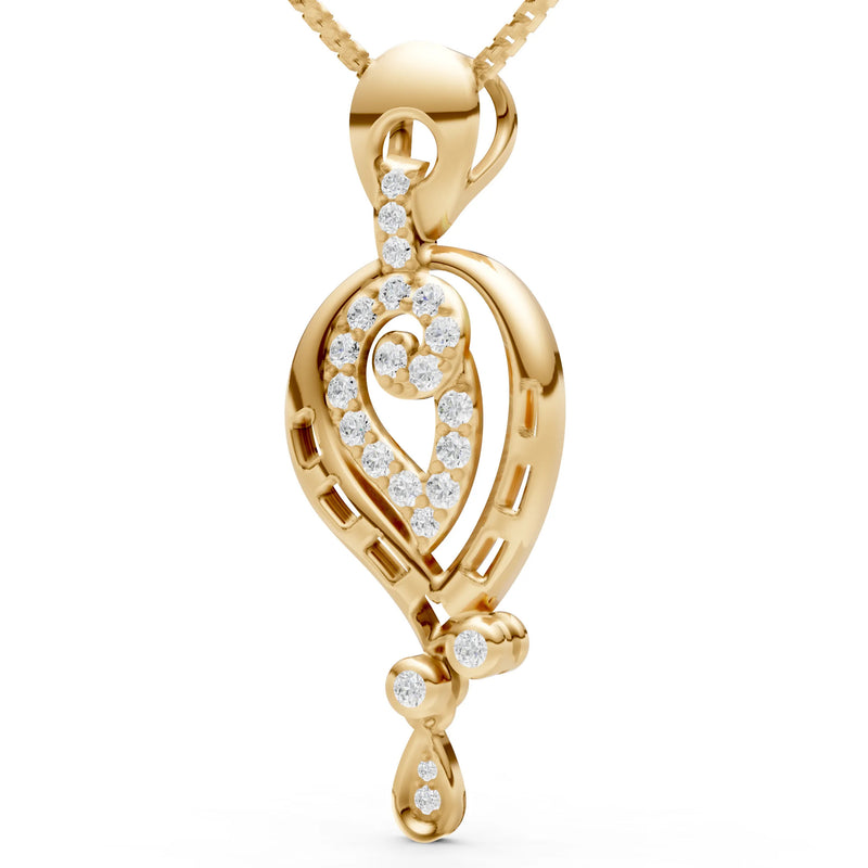 Diamond Curled Teardrop Pendant