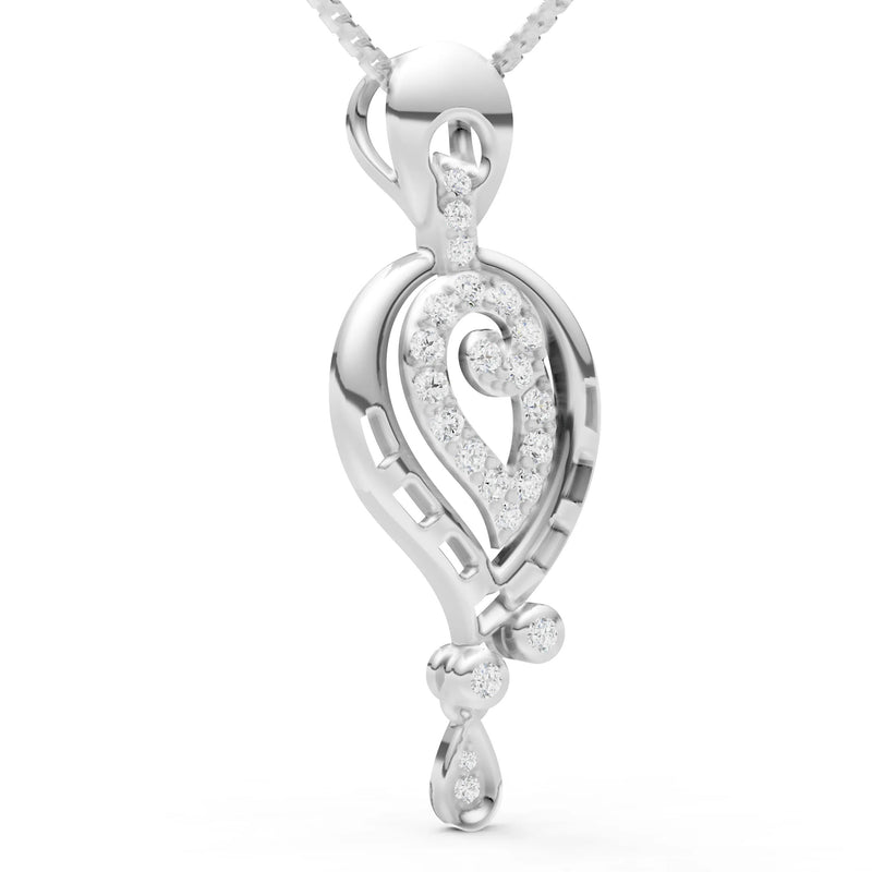 Diamond Curled Teardrop Pendant