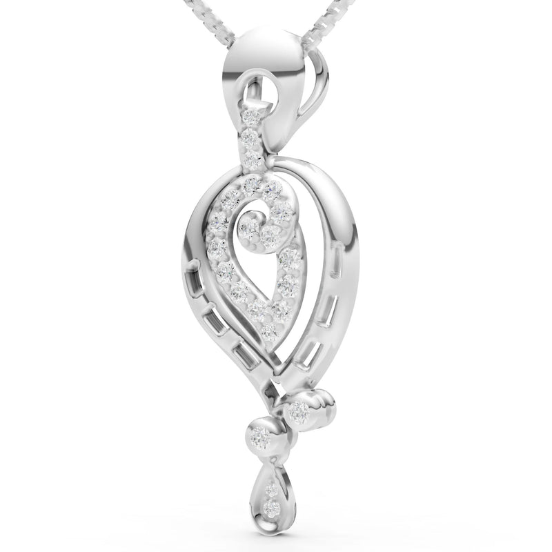 Diamond Curled Teardrop Pendant